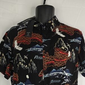 Reason Brand All Over Print Button Down Shirt NWT Size Large AU-3244